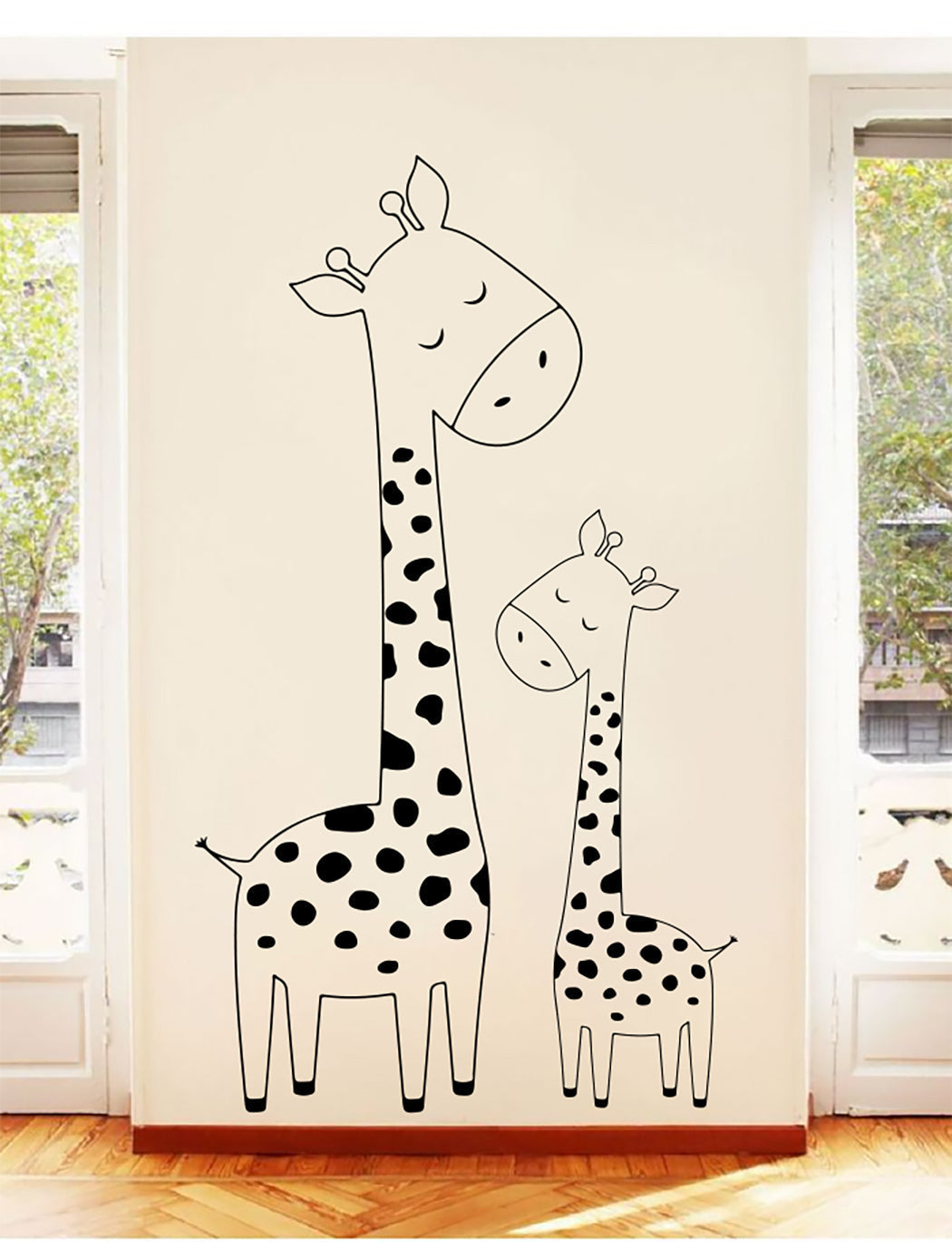 Giraffe Mom and Calf Vinyl Home Decor Wall Decal 