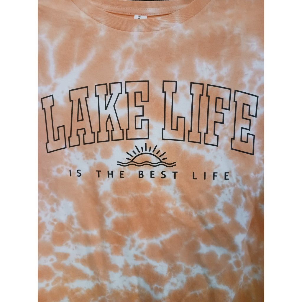 Lake Life is the Best Life Coral Tie Dye Tee T-Shirt Size Medium ***