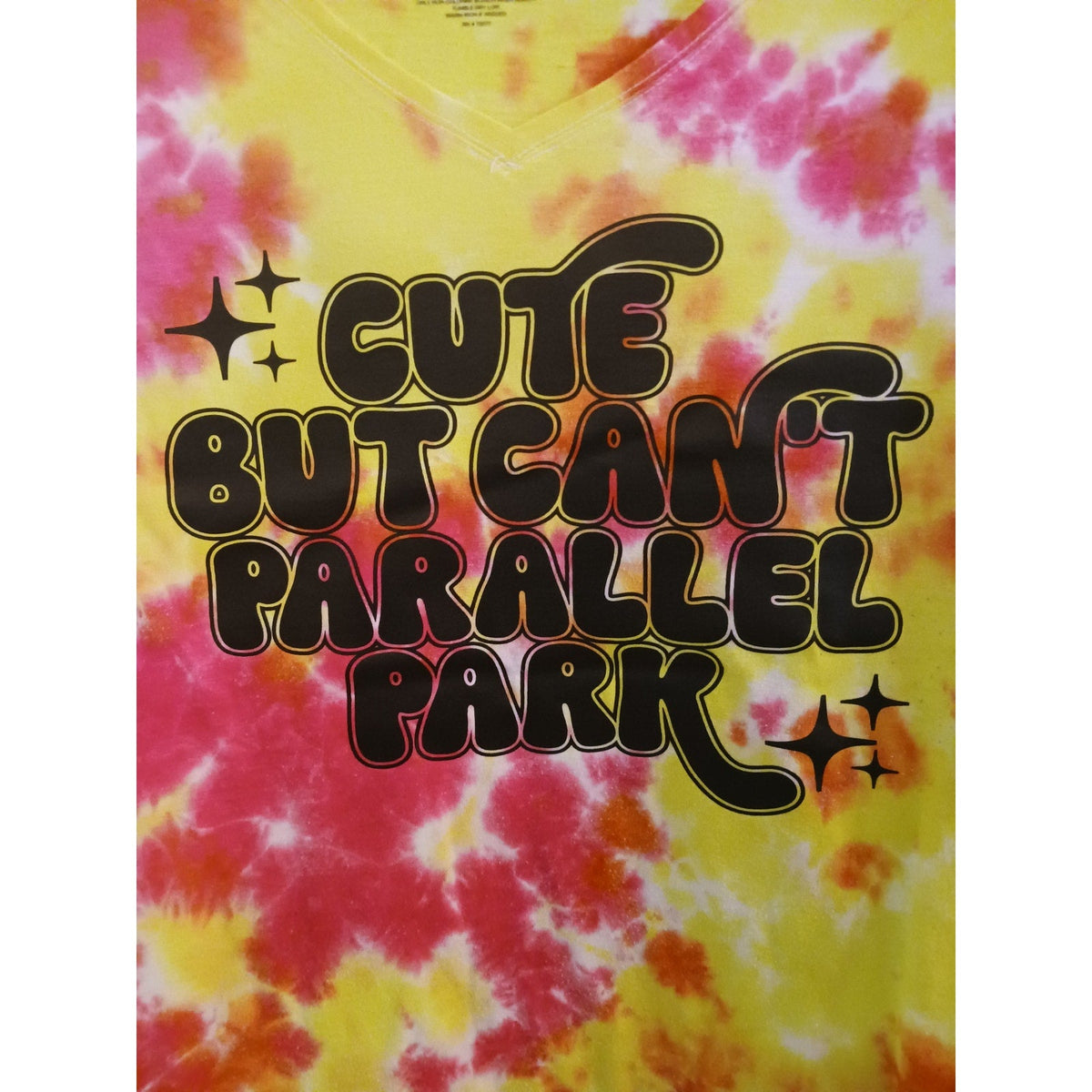 Cute But Can't Parallel Park Tie Dye V-Neck T-Shirt Plus 2XL ***