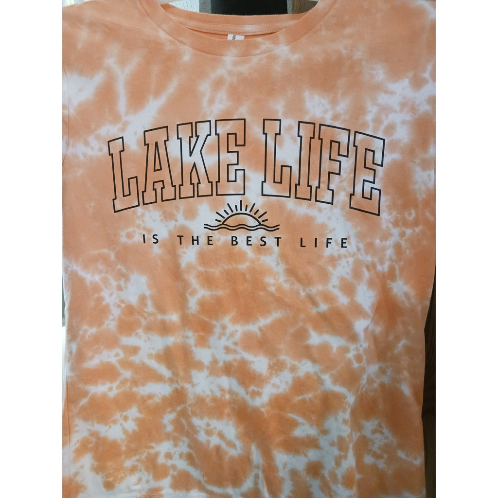 Lake Life is the Best Life Coral Tie Dye Tee T-Shirt Size Medium ***