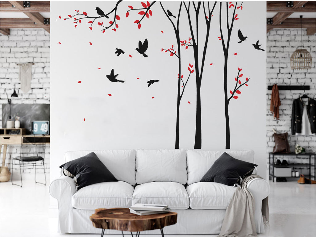 Tree Leaves and Birds Vinyl Home Decor Wall Decal