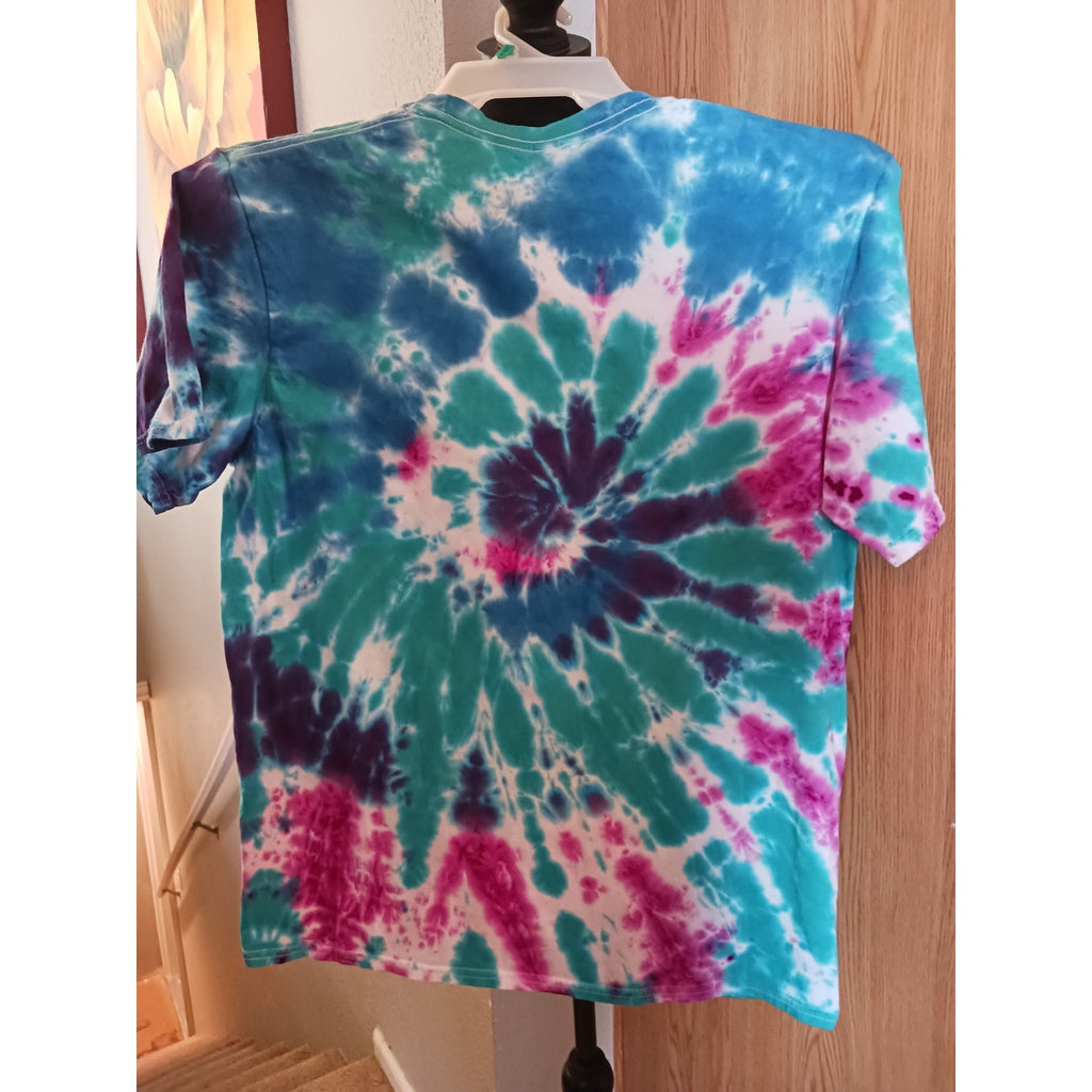 Lake Vibes Turquoise Spiral Tie Dye T-Shirt New Size L Large ***