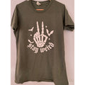Stay Weird Skeleton Peace Bats Dark Gray Graphic Tee T-Shirt Slim Fit Size XL
