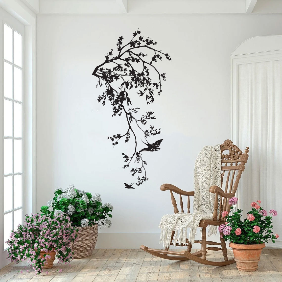 Tree Branch and Birds Vinyl Home Decor Wall Decal 