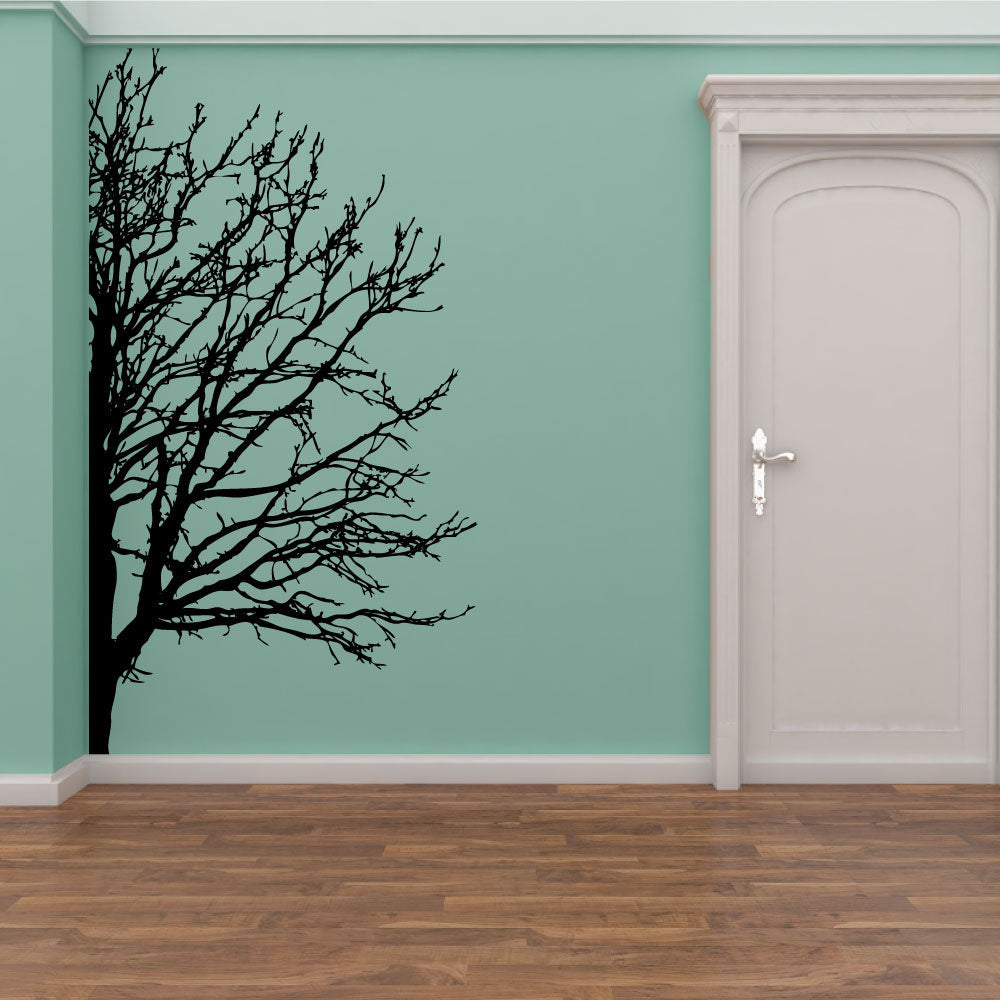 Tree Half Silhouette Vinyl Home Decor Wall Decal 