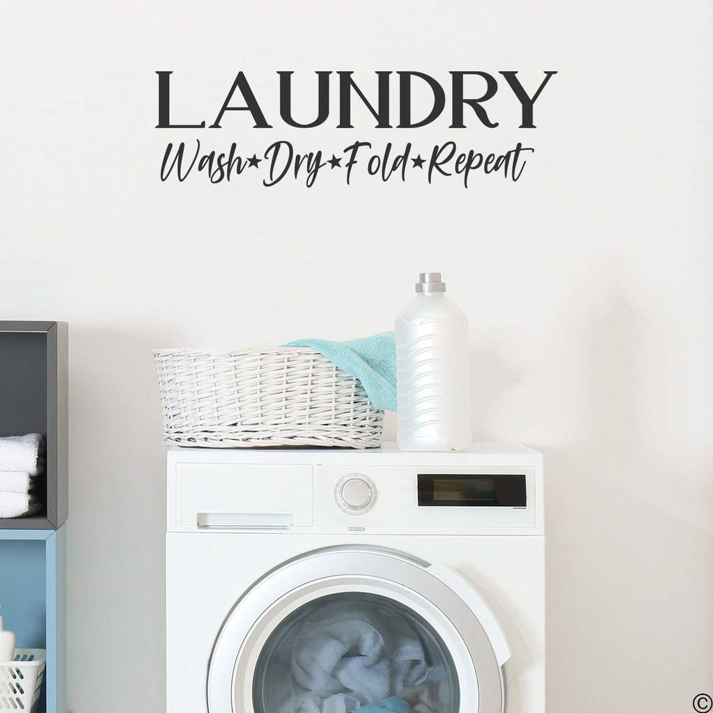 Laundry Wash Dry Fold Repeat Vinyl Home Decor Wall Decal 