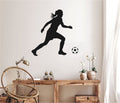 Soccer Player Girl Silhouette With Optional Custom Monogram Name Vinyl Home Decor Wall Decal 