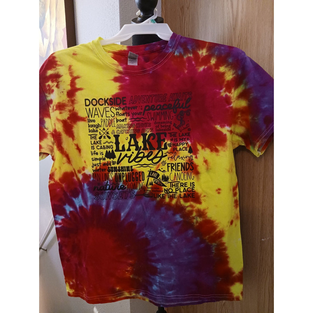 Lake Vibes Bright and Vibrant Tie Dye T-Shirt New Size L Large ***
