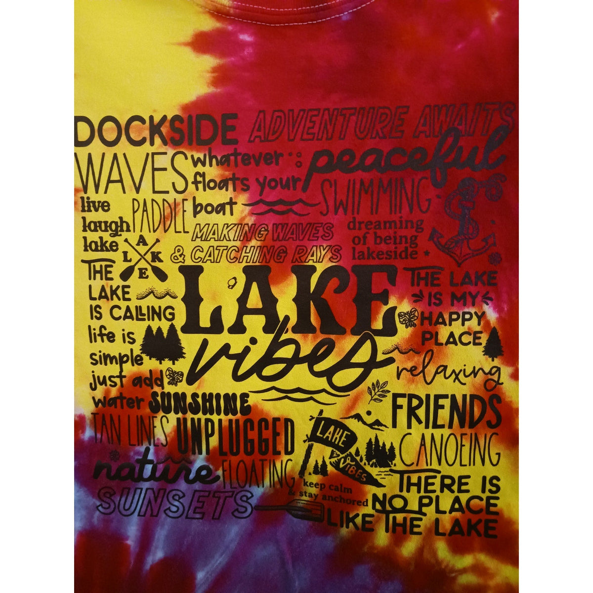 Lake Vibes Bright and Vibrant Tie Dye T-Shirt New Size L Large ***