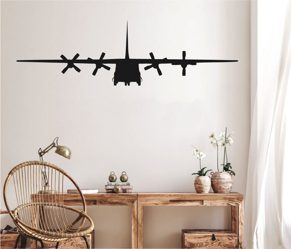 Lockheed C-130 Hercules Airplane Silhouette Vinyl Home Decor Wall Decal 