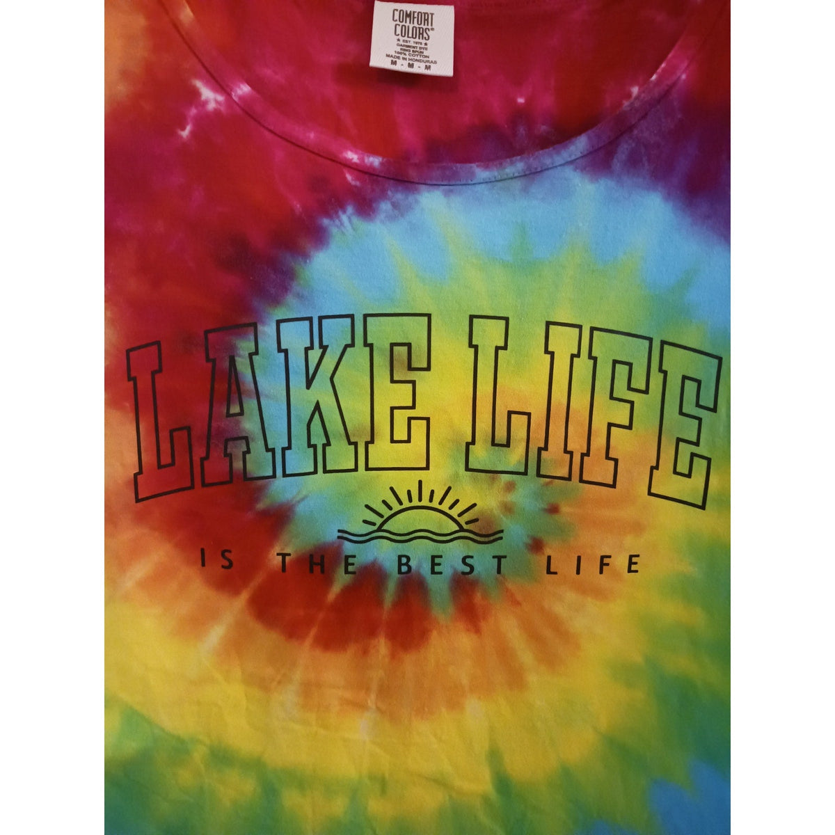 Lake Life is the Best Life Tie Dye Crewneck Tank New Unisex Size Medium ***