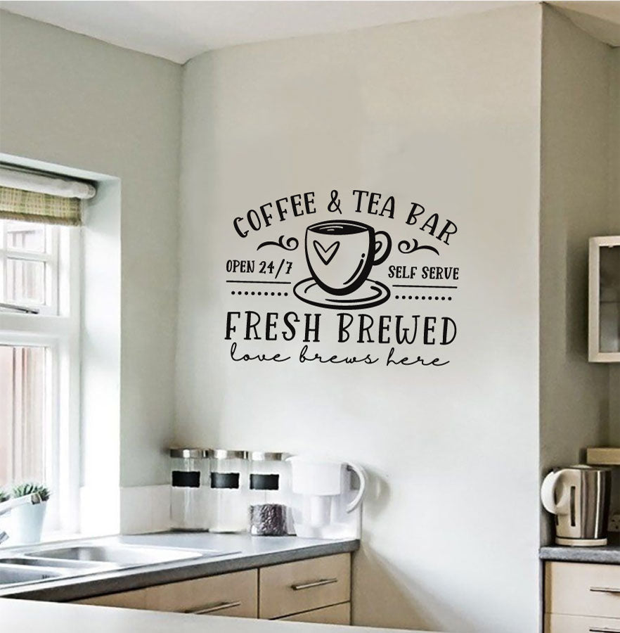 Coffee and Tea Bar Vinyl Home Decor Wall Decal 