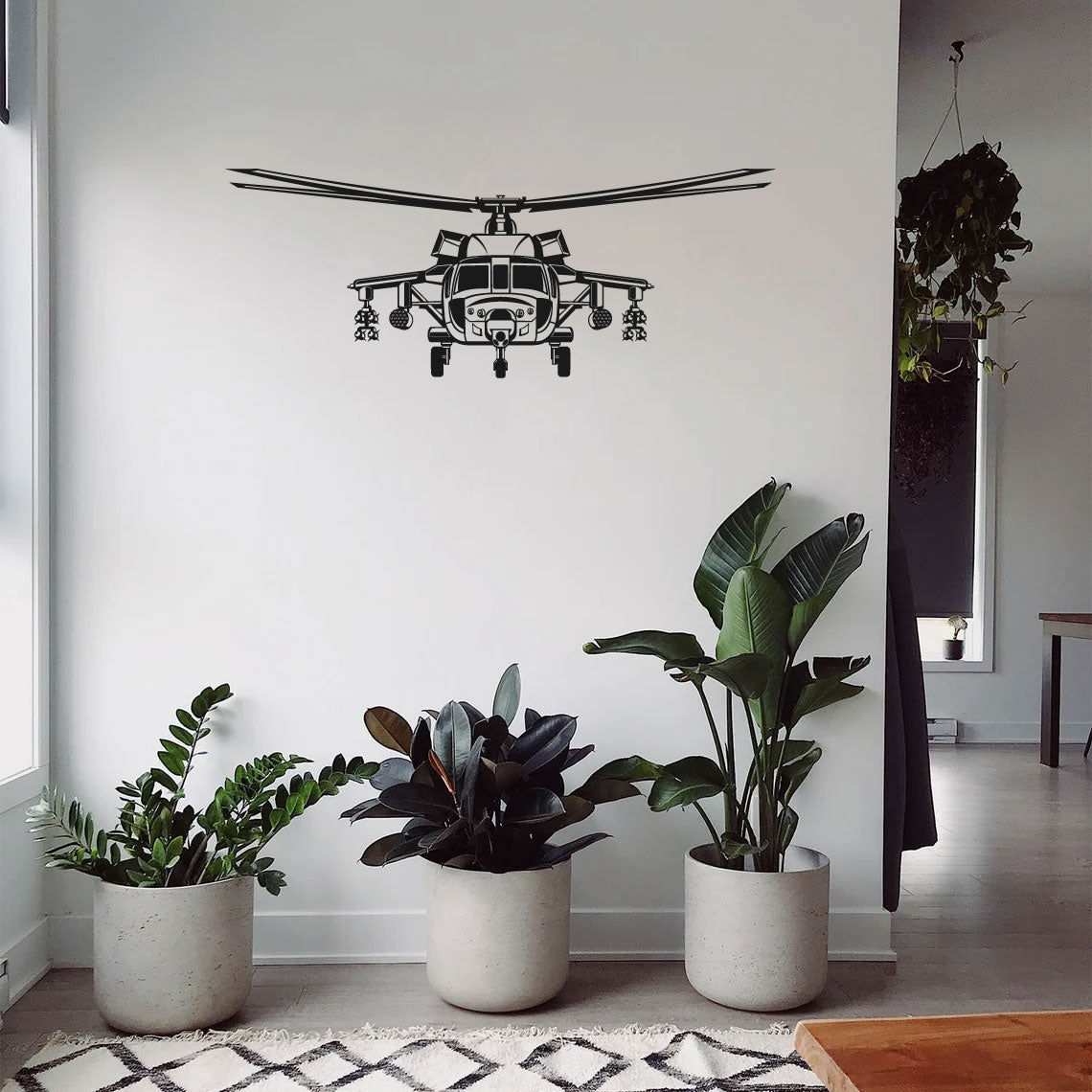 AH-64 Military Helicopter Silhouette Vinyl Wall Decal