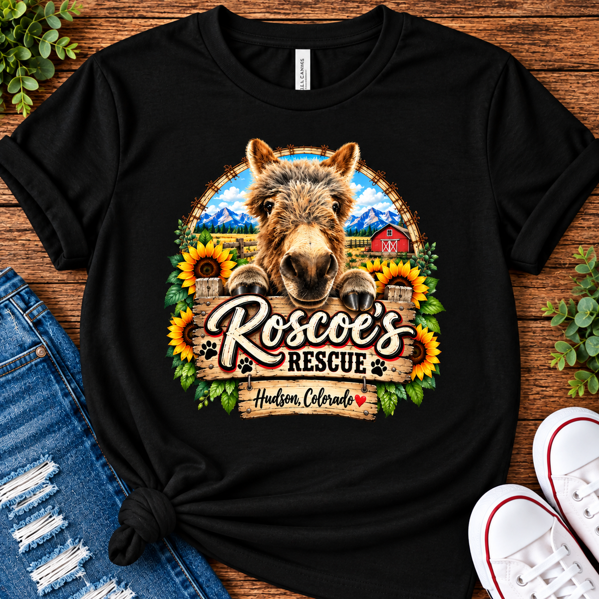 Baby Keith the Mini Donkey Roscoe's Rescue Animal Sanctuary Graphic Tee