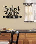 Baked With Love Rolling Pin Vinyl Kitchen Words Home Decor Wall Decal 