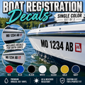 Custom Boat Registration Numbers Vinyl Decals – Single Color - Set of 2