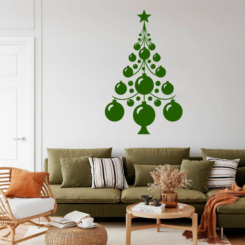 Christmas Tree and Ball Ornaments Vinyl Wall Decal
