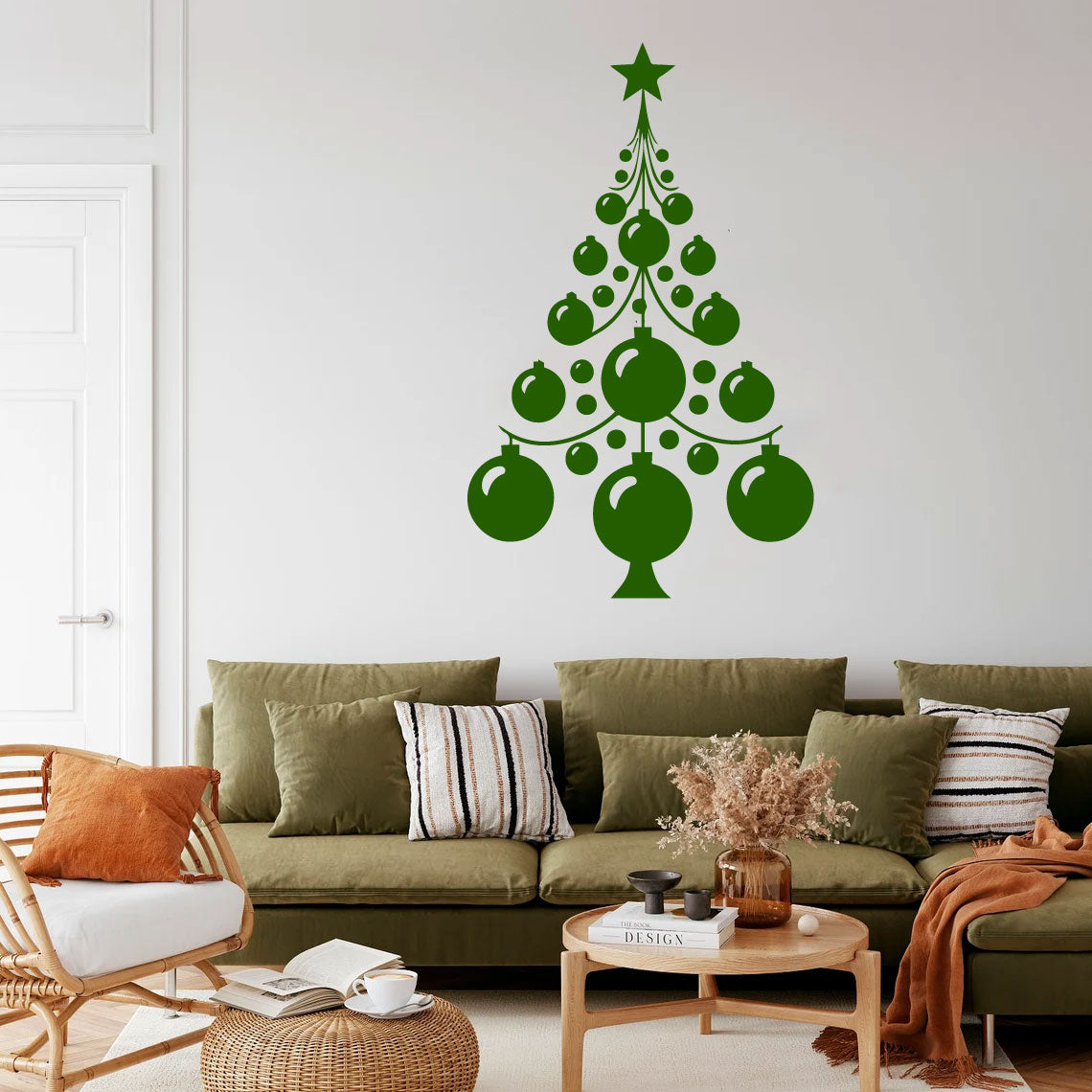 Christmas Tree and Ball Ornaments Vinyl Wall Decal
