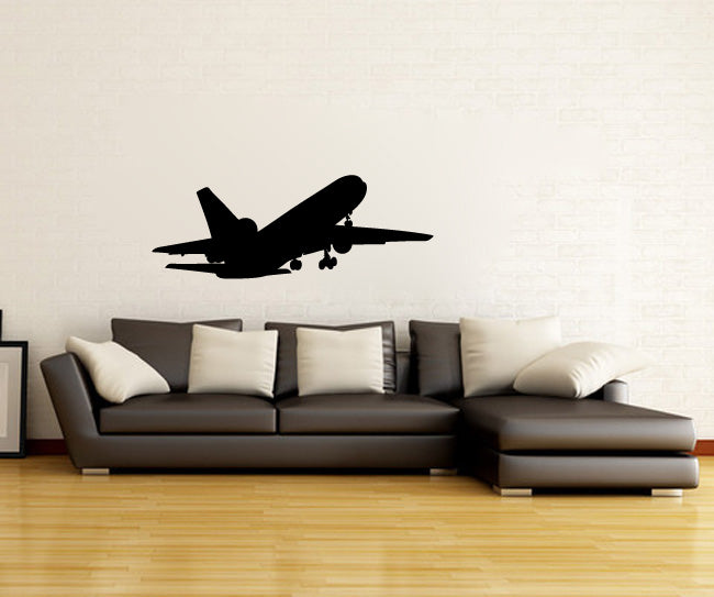 DC-10 Jumbo Jet Airplane Silhouette Vinyl Wall Decal