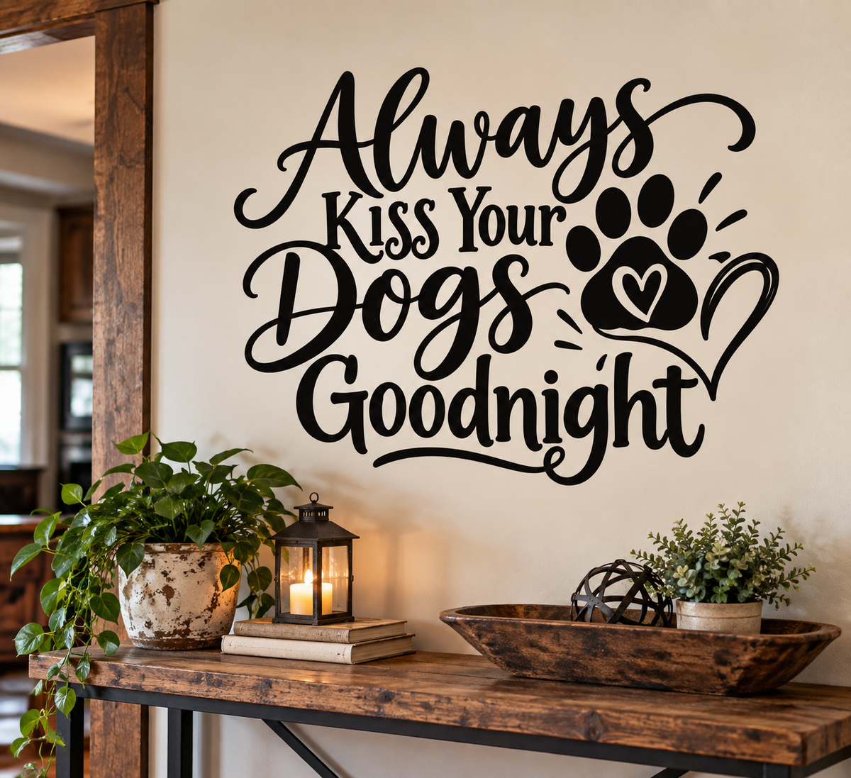 Always Kiss Your Dogs Goodnight Vinyl Wall Decal