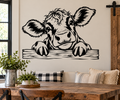Cute Cow Peeking Over Fence Wall Decal