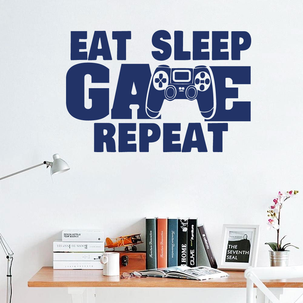 Eat Sleep Game Repeat with Controller Vinyl Wall Decal