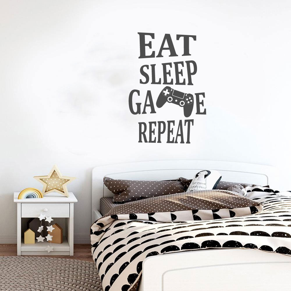 Eat Sleep Game Repeat with Controller Vinyl Wall Decal