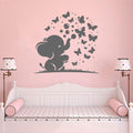 Elephant Baby and Butterflies Vinyl Wall Decal