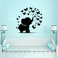 Elephant Baby and Butterflies Vinyl Wall Decal