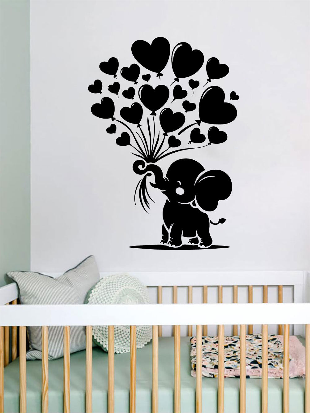 Elephant Baby and Balloons Vinyl Wall Decal
