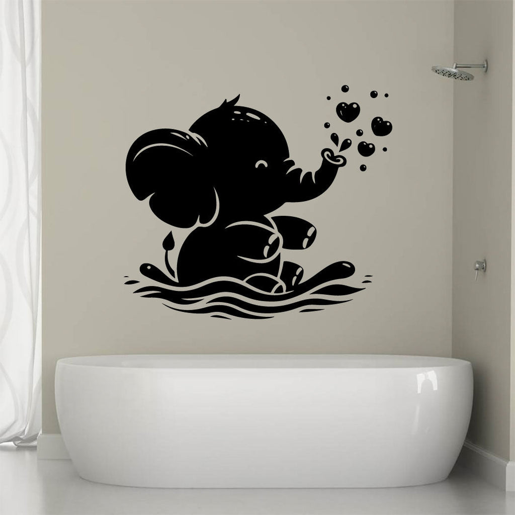Elephant Baby and Bubbles Vinyl Wall Decal