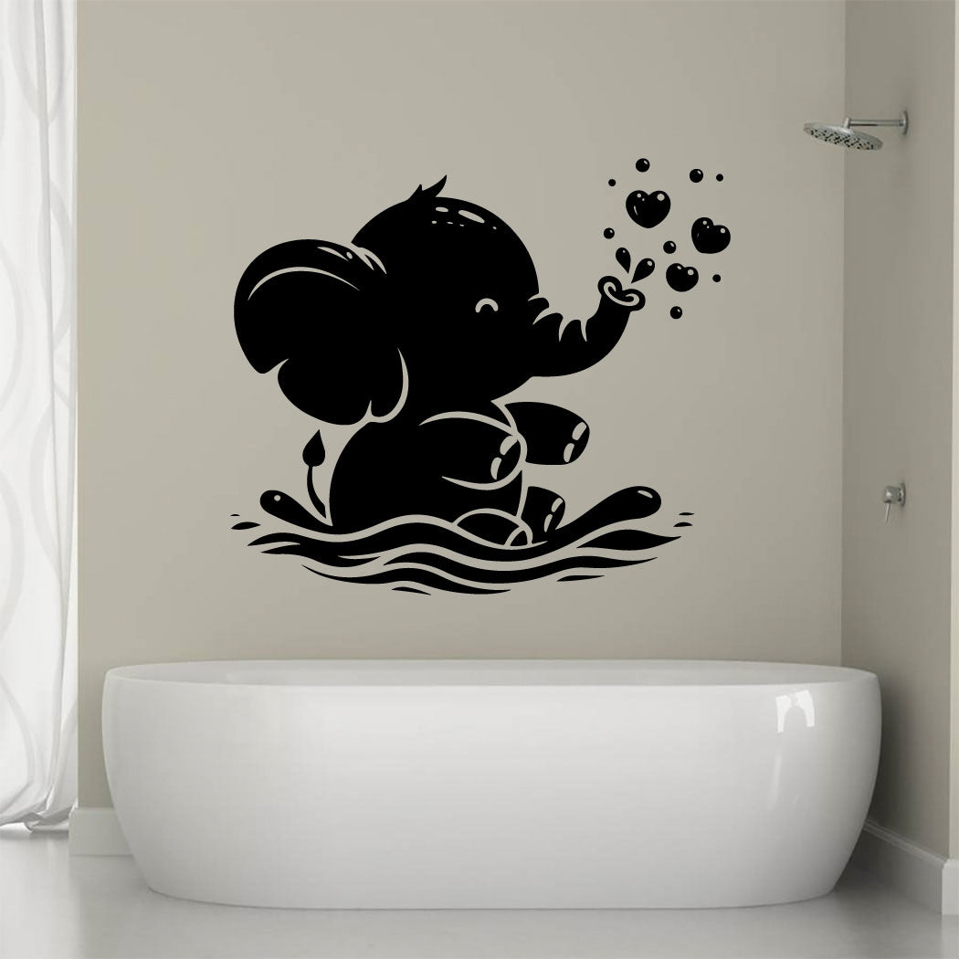 Elephant Baby and Bubbles Vinyl Wall Decal