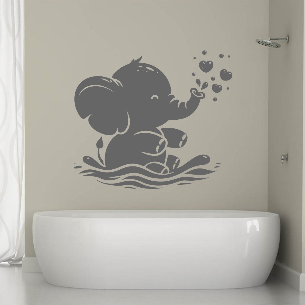 Elephant Baby and Bubbles Vinyl Wall Decal