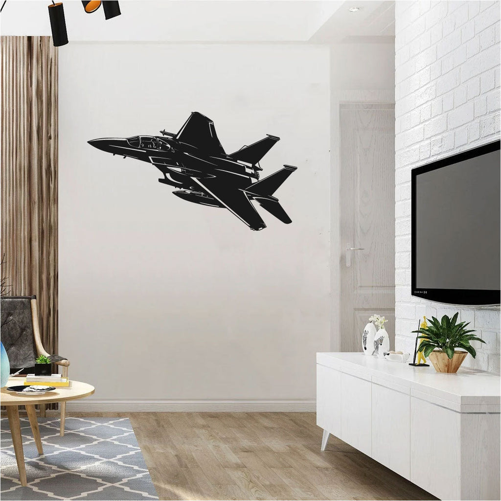F-15 Eagle Fighter Jet Military Airplane Silhouette Vinyl Wall Decal