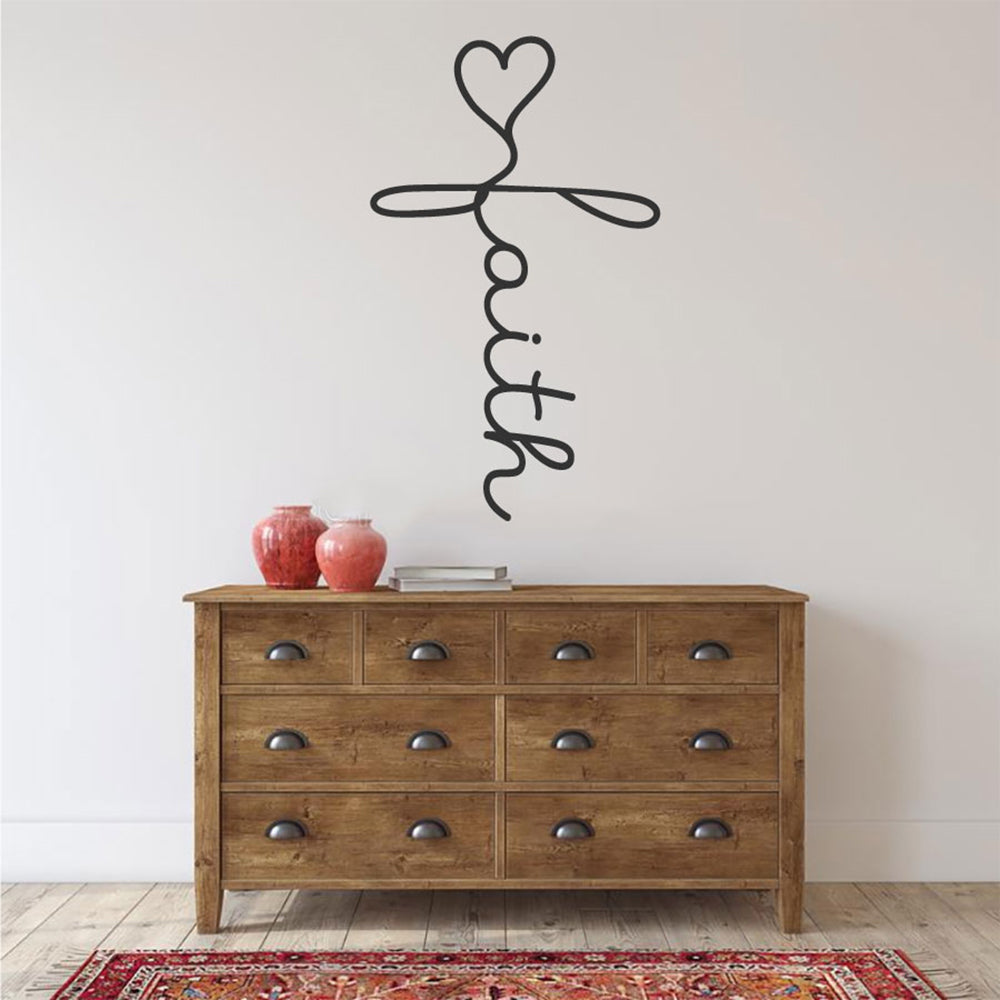 Faith Cross Vinyl Home Decor Wall Decal 