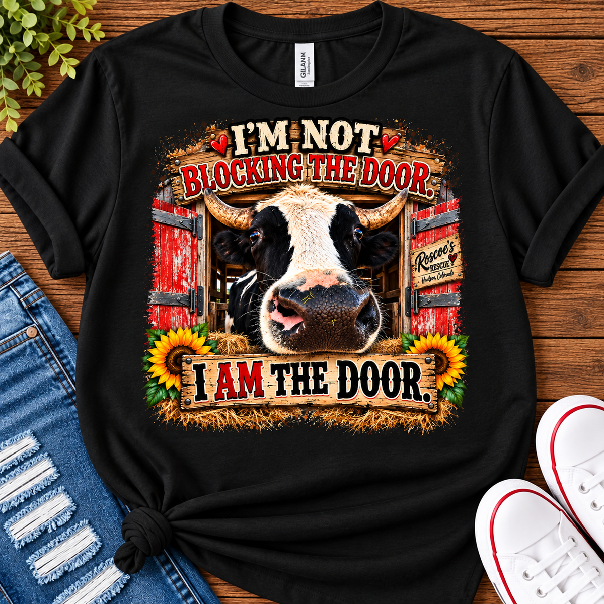 Franklin "I AM THE DOOR" Funny Cow Graphic Tee - Roscoe's Rescue