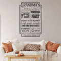 Grandma's House Rules Vinyl Wall Words Decal