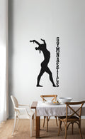 Gymnastics with Gymnast Silhouette Vinyl Wall Words Decal