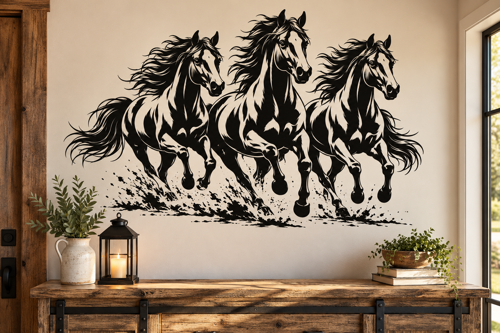 Three Running Horses Wall Decal