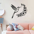 Hummingbird and Tropical Hibiscus Flower Vinyl Wall Decal