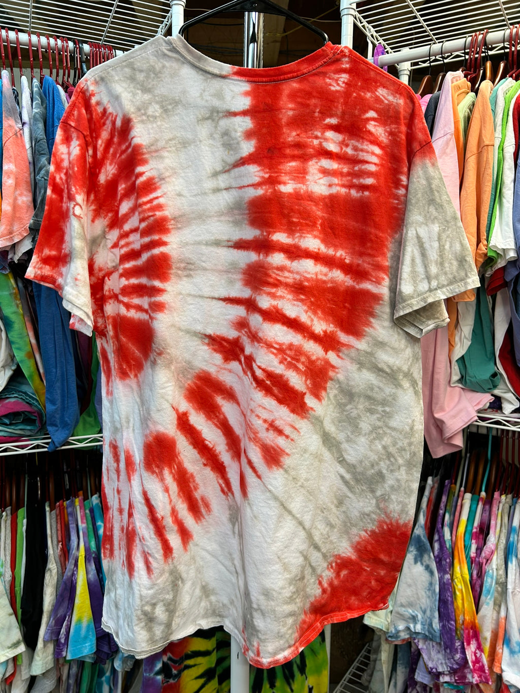 Red and Gray Spiral Tie Dye T-Shirt Unisex