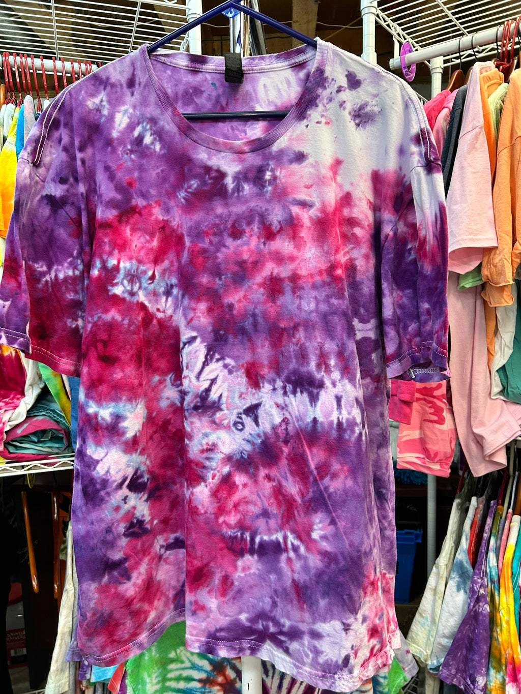 Purple and Pink Crunch Ice Tie Dye T-Shirt Unisex