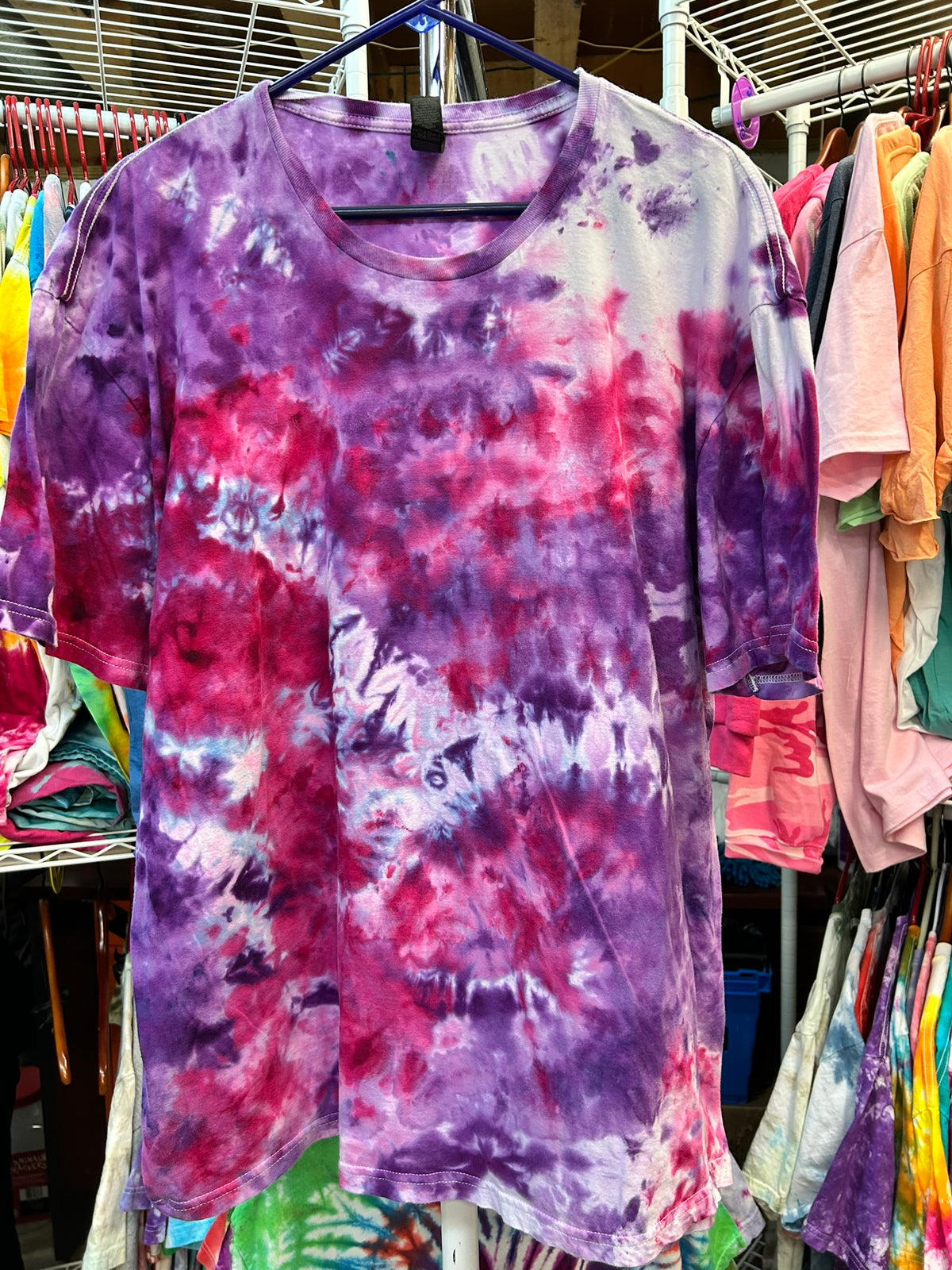 Purple and Pink Crunch Ice Tie Dye T-Shirt Unisex