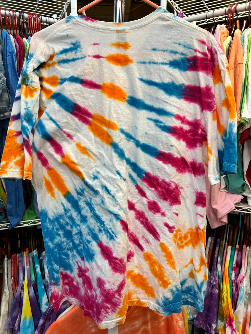 Turquoise Orange and Pink Tie Dye T-Shirt Unisex