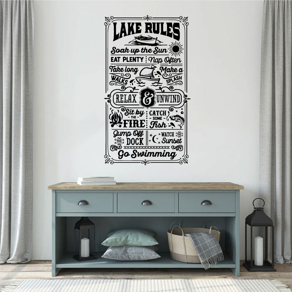 Lake Rules Vinyl Wall Words Decal