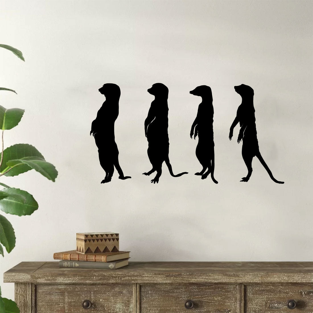Meerkats Silhouette Set of 4 Vinyl Wall Decal