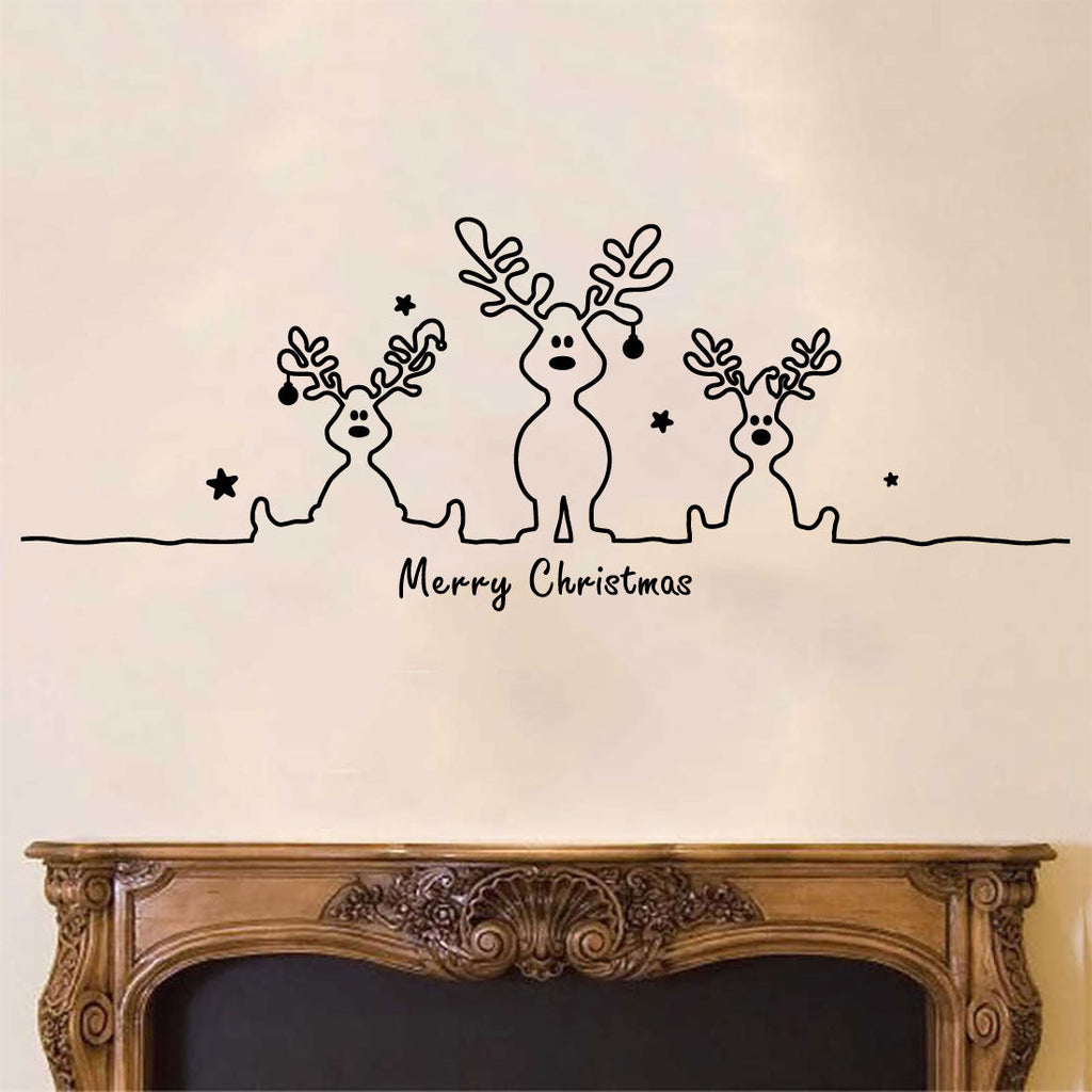 Merry Christmas Reindeer Vinyl Wall Decal