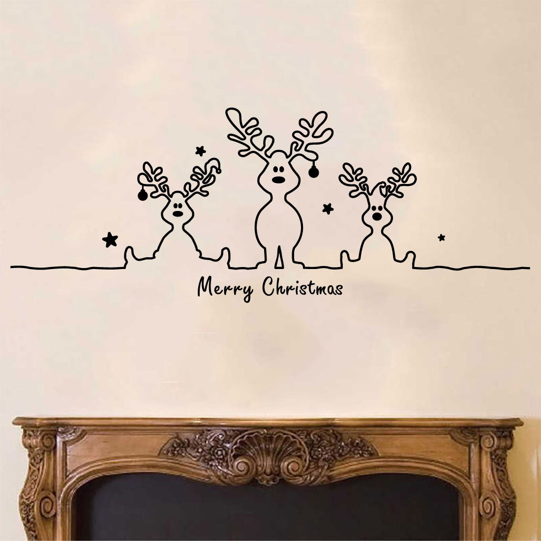 Merry Christmas Reindeer Vinyl Wall Decal