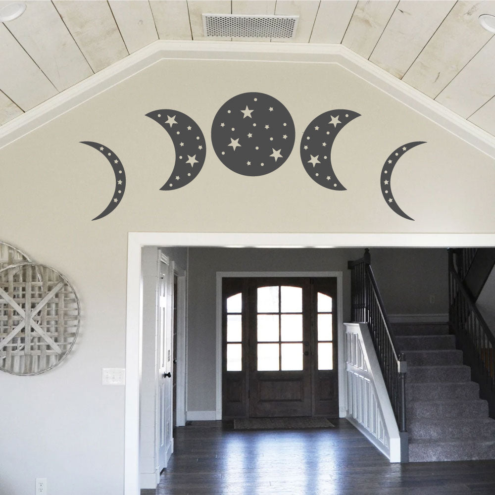 Moon Phases and Stars Celestial Vinyl Wall Decal