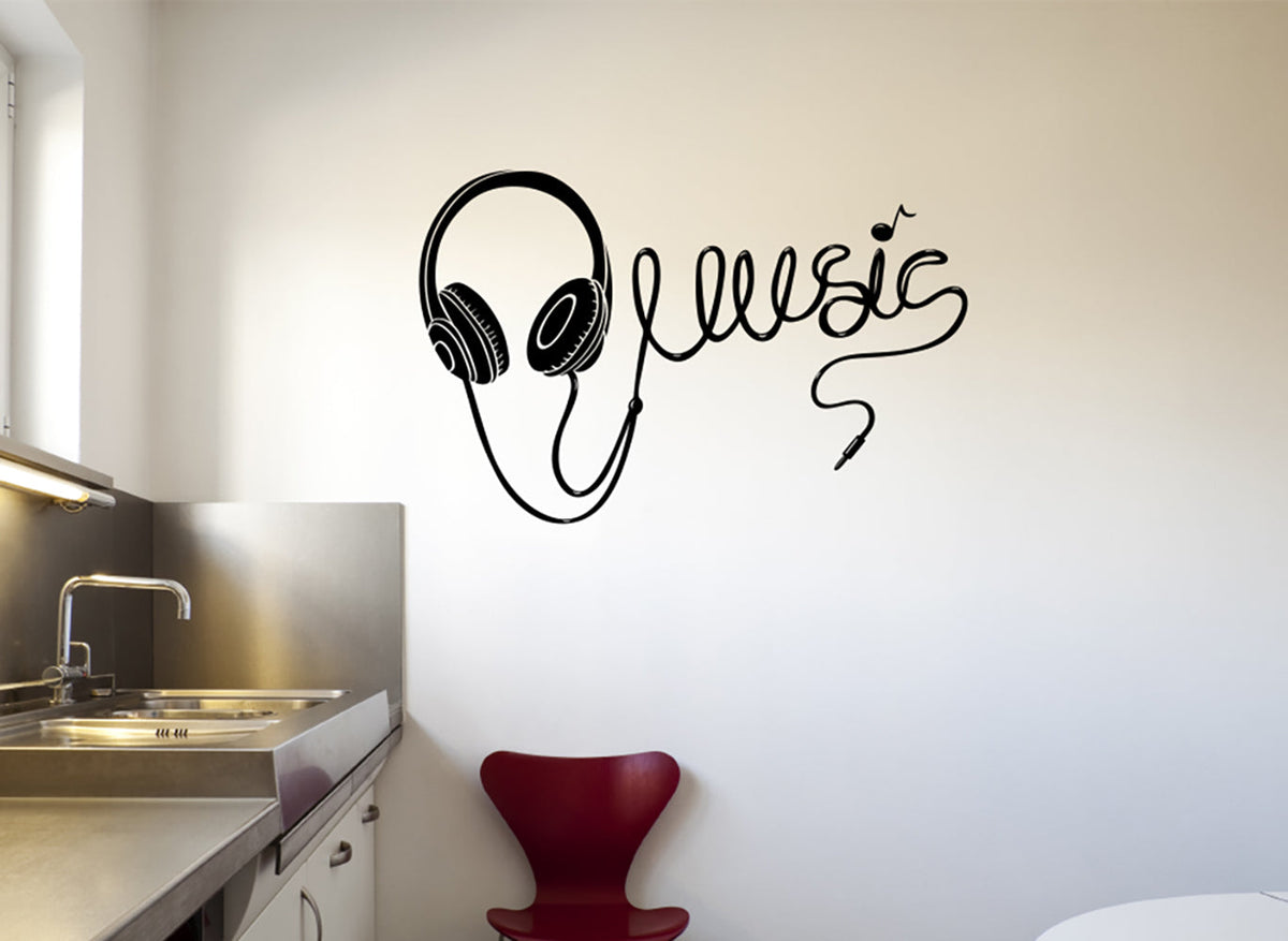 Music Headphones Vinyl Wall Decal